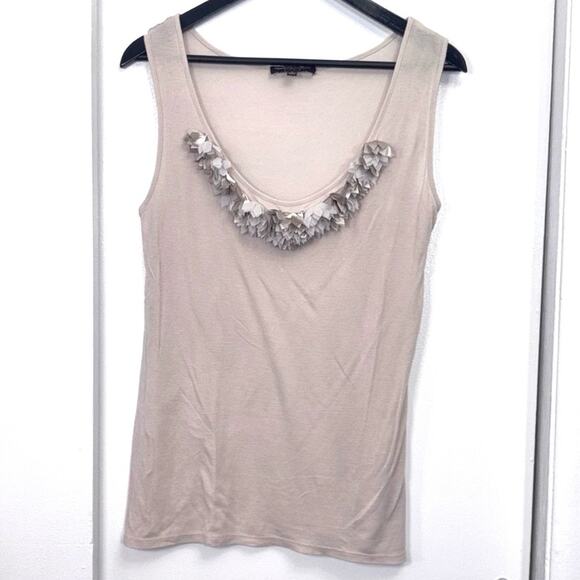 Adrienne Vittadini Taupe Sleeveless Round Neck Pullover Women's Tank Top Size L - Picture 1 of 12